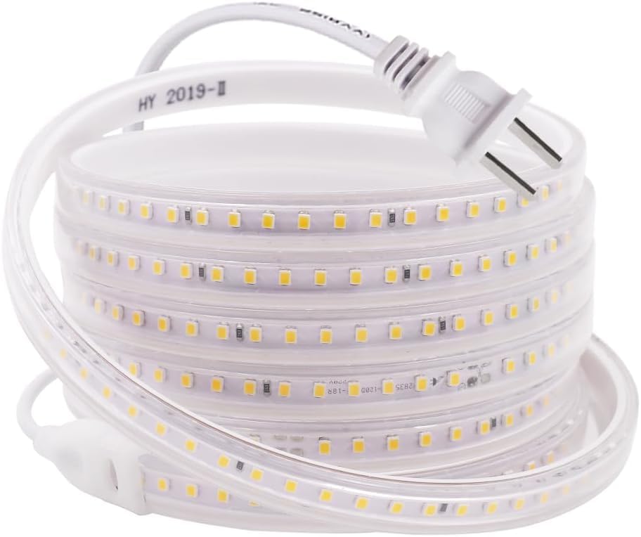 Image of KISUFU 110V COB LED Strip Light, 2835 120 LEDs /m s Super Bright IP65 Waterproof Flexible & Cuttable COB Strip Lights for DIY TV Backlight Bedroom Kitchen Home Outdoor Decor