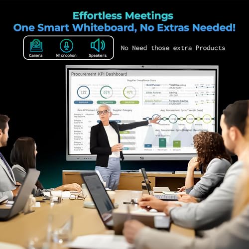 Smart Pixel 65 Inch All in One Interactive Smart Board 3840X2160 Pixel 48 MP Inbuilt HD Cam 8Array Mic 4K Display and Dual Operating System Latest Android and Windows Version for Office, School Smart Pixel 65 Inch All in One Interactive Smart Board 3840X2160 Pixel 48 MP Inbuilt HD Cam 8Array Mic 4K Display and Dual Operating System Latest Android and Windows Version for Office, School