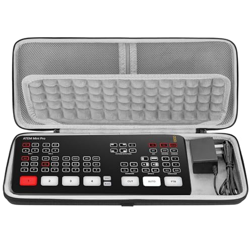 GEEKRIA Hard Shell Travel Carrying Case, EVA Protective Bag Compatible with Blackmagic Design ATEM Mini Pro (Dark Gray)