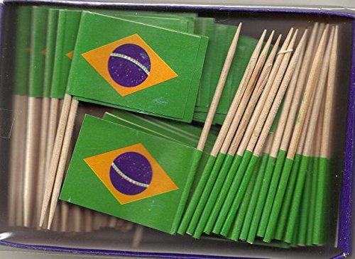 Box of 100 Brazil Brazilian Toothpick Flags Dinner Flags Food Flags Flag Pick WindStrong®