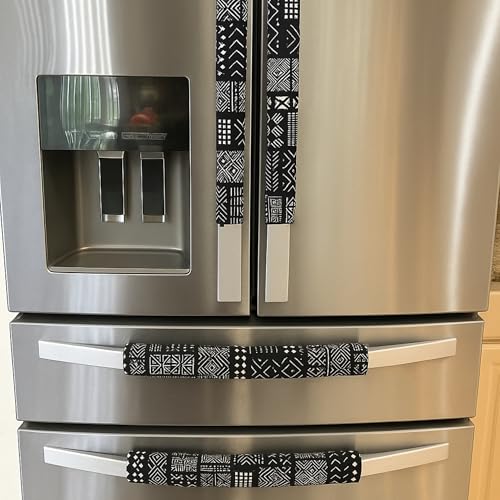 Image of WWW.THROWPILLOW.IN Fridge Handle Covers, Set of 2|Mud Cloth Printed Washable Fridge Handle Cover for Lg Samsung Fridge Refrigerator Door Handle Cover Kitchen Decor, 2 Piece