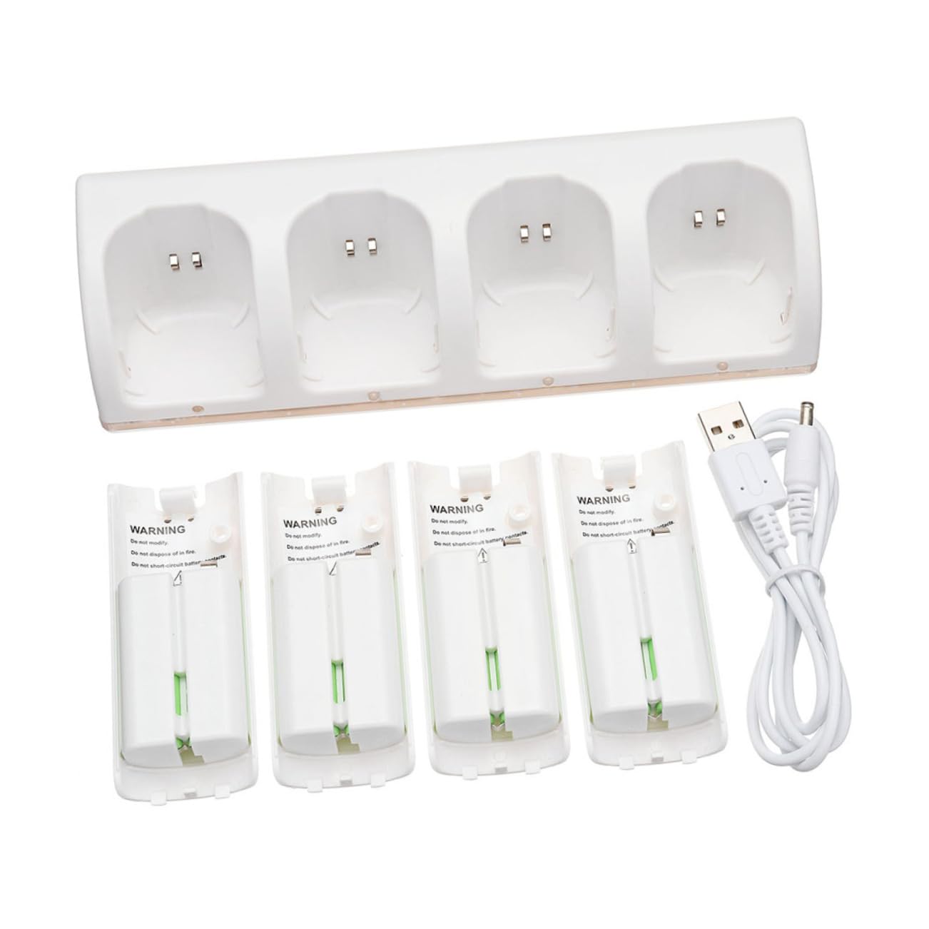 iplusmile Batería de Luz Azul Cargador de Batería de Cuatro Ranuras Estación de Carga de USB para Pilas Recargables y Recargables