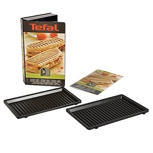 Tefal Snack Collection Box mit 2 Panini-Grillplatten + Rezeptbuch, kompatibel mit Tefal XA800312 Snack Time…
