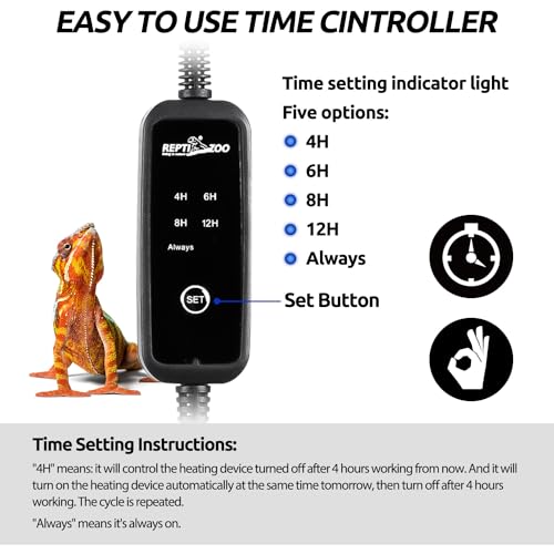 Reptizoo Dual Reptile Light Fixture With Dimming Thermostat And Timer, Deep Dome Lamp Fixture With Independent Reptile Dimming Thermostat Heat Bulb Temperature Controller And Timing Function thumb #5