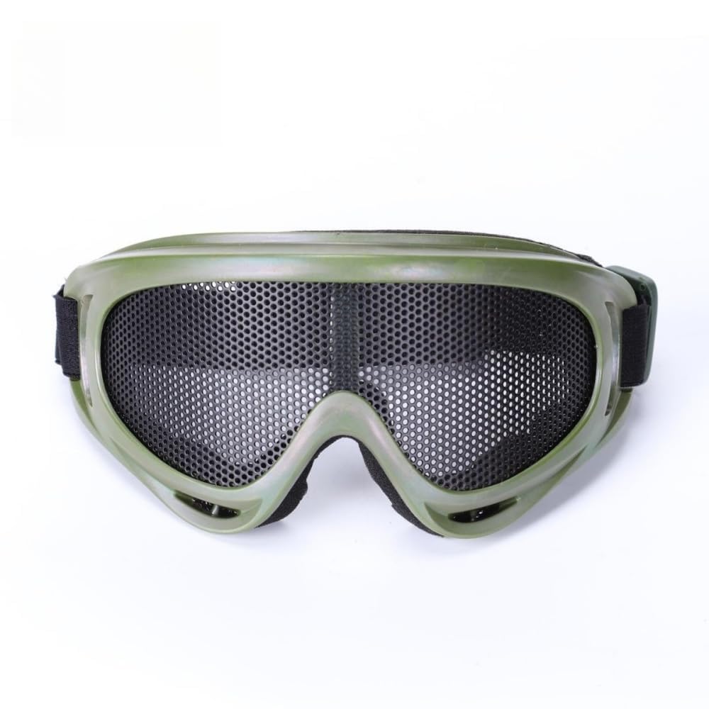 Wokyo Airsoft Mesh Goggles Impact Resistant Iron Mesh Pattern, Mesh Safety Tactical Goggles glasses Against Wind and Sand for Cosplay CS Game Skiing (Green)