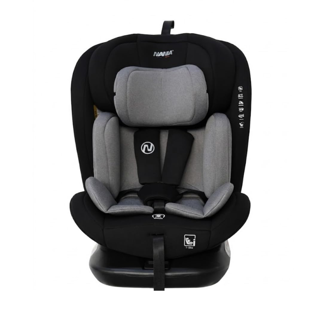 Nania - Obracany fotel samochodowy Phoenix o 360° - Rozmiar I 40-150 cm - Możliwość zmiany od urodzenia do ok. 12 lat - Grupa 0+/1/2/3 - Mocowanie ISOFIX - Ochraniacze boczne