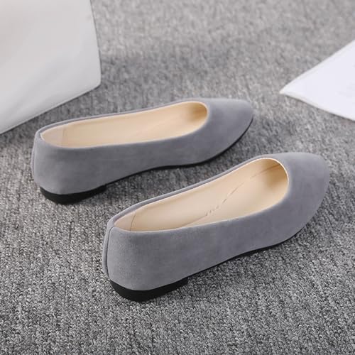Flat Shoes for Women Comfortable Slip on Shallow Shoe Women's Flats Casual Dressy Suede Lightweight Single-Shoes4