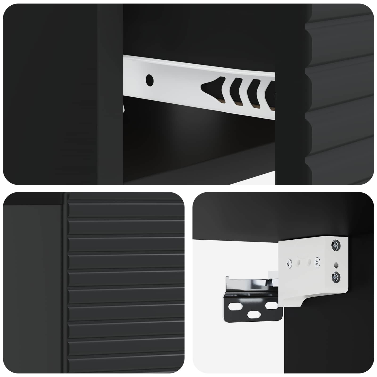 Comodino sospeso con cassetto nero 49 x 34,5 x 20 cm, comodino con divisori, armadio pensile in legno per camera da letto, mobili moderni scorrevole silenzioso
