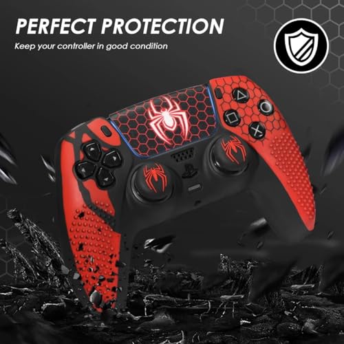 Image of Meyaar Anti-Slip for PS5 Controller Skin, PS5 Controller Accessories, Non-Slip Silicone for PS5 Controller Cover Case with Thumb Grip Gaps, Touch Pad Sticker and Cover Wrap (Pack of 1 (Grid))