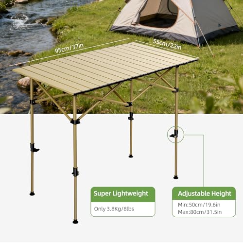 Mesa de Camping Plegable Portátil Korutomi Portable Camp Table Aluminio Amarilla miniatura 5