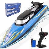 SZJJX RC Boat with Long Battery Life, 20MPH High Speed Remote Control Boat for Pools and Lakes, 2.4G