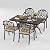 HOMTHING 5-Piece Cast Aluminum Outdoor Dining Table Set for 4 Person - 59.25" Large Dining Table with 2.35" Umbrella Holes & 4 Chairs with Seat Cushions