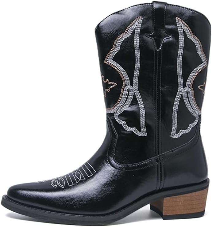 CHUUMEE Mens Cowboy Boots Pointed Toe Classic Fashion Embroidery Western Boot for Male Slip Resistant Durable - Image 2