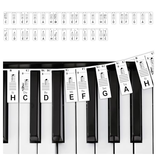 GPXIIZ Guía de Notas de Piano para Principiantes | Pegatizas de Teclado de Piano Extraíbles Etiquetas de Nota para 61 teclas | No Necesita Pegatinas | Reutilizable | DO-RE-MI-FA-SOL-LA-SI