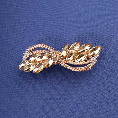 Aneneiceera Vintage Crystal Hair Clip Gold Rhinestone Hair Barrette Sparkle Cz Head Clip Crystal Wedding Headpieces Bridal Hair Accessories for Women and Girls - Image 4