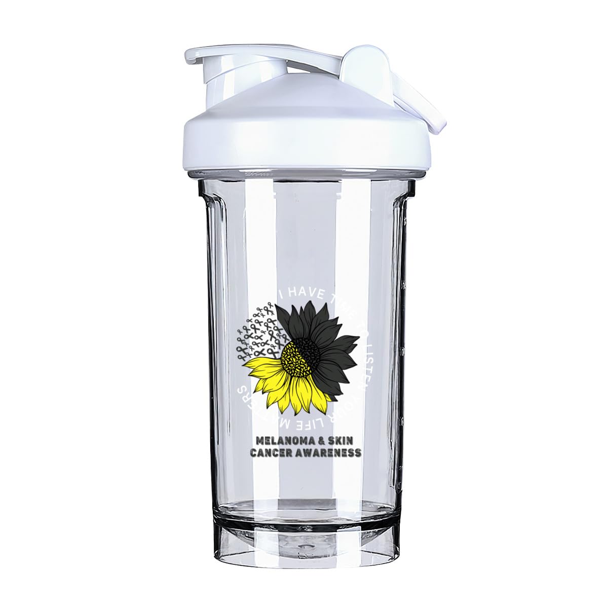 I Have Time To Listen Your Life Matters Melanoma & skin Cancer Awareness 18 Ounce Shaker Cup,Fashion Theme Pattern Shaker Bottle Leak-proof Workout Shake Bottles 500ML/18 oz Perfect for Pre Workout