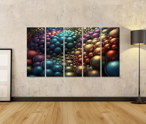 Tableau sur toile abstrait boules géométriques lumineuses et grand poster déco murale - 3