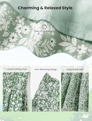 Image of PATPAT Family Matching Outfits Mommy and Me Dresses Floral Dress & T-Shirts | Mommy and Me Easter Dresses, Puff Sleeve Floral Sundress, Cotton Blend T-shirts, Couples Party Wedding Vacation Outfits