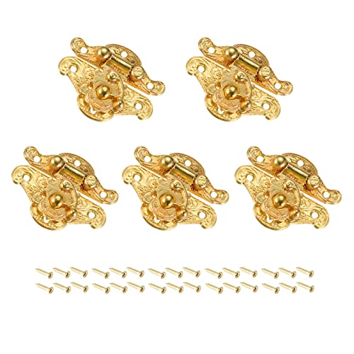 METALLIXITY Toggle Catch Lock (37mm x 28mm) 5Pcs, Zinc Alloy Hasp Latches - for Cabinets Boxes Suitcases Gold Tone