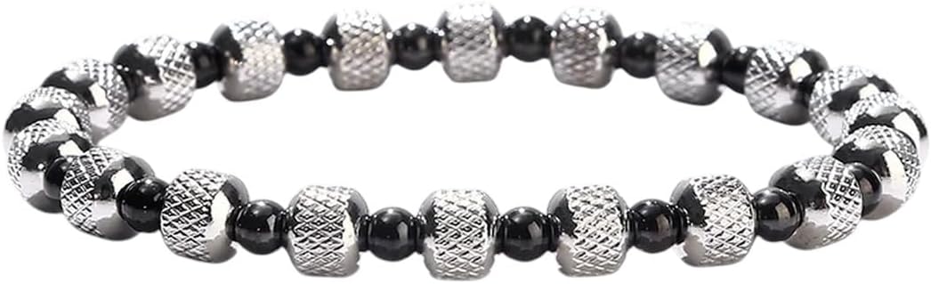New 2026 Multiple Models Metal Solid Texture Ball Stainless Steel Waterproof Non Fading Spairkling Bicolor Beads-Stylish Bangle Jewelry, Great For Party Or Daily Wear