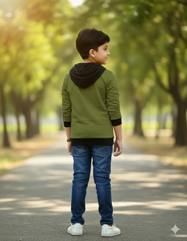 Image of Kids Boys & Girls Cotton Hooded Neck Full Sleeves Printed T-Shirt|Trendy Adventure Edition T Shirts for Kids