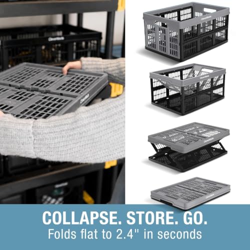 Image of CleverMade Collapsible Utility Crate For Storage, 45L 1 Pack, Stone