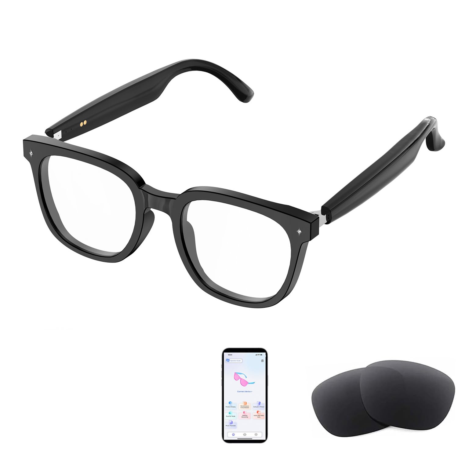 AI Smart Glasses for Men and Women with Chat GPT Real Time Translation Glasses with 164 Languages Sunglasses