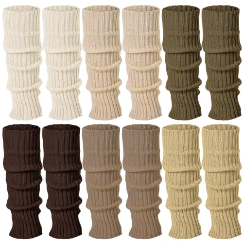 Image of Sintege 6 Pairs Leg Warmers for Girls Women | Kawaii Japanese Style Design, Soft Knitted Slouchy Boot Socks, Cute School Outfits Accessory for Girls, Lolita Costume