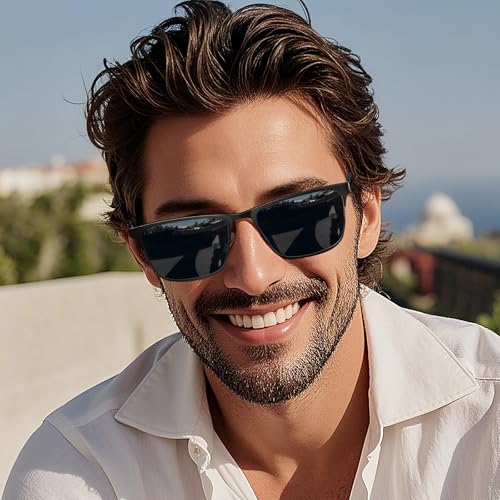 AVAWAY Mens Polarized Sunglasses Metal Rectangle Frame UV Protection Lightweight Category 3 Sun Shades2