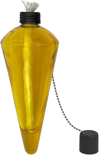 Westcharm Recipiente de vidrio de repuesto para antorcha de jardín de 8 pulgadas con mecha de fibra de vidrio y snuffer de metal SOLAMENTE - Amarillo