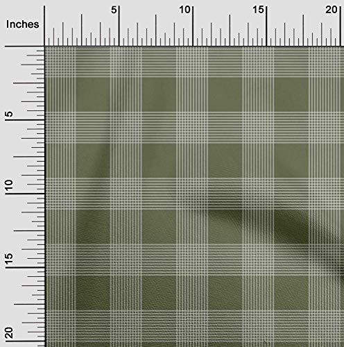 oneOone Polyester Spandex Olive Green Fabric Gingham Check Sewing Craft Projects Fabric Prints by Yard 56 Inches Wide