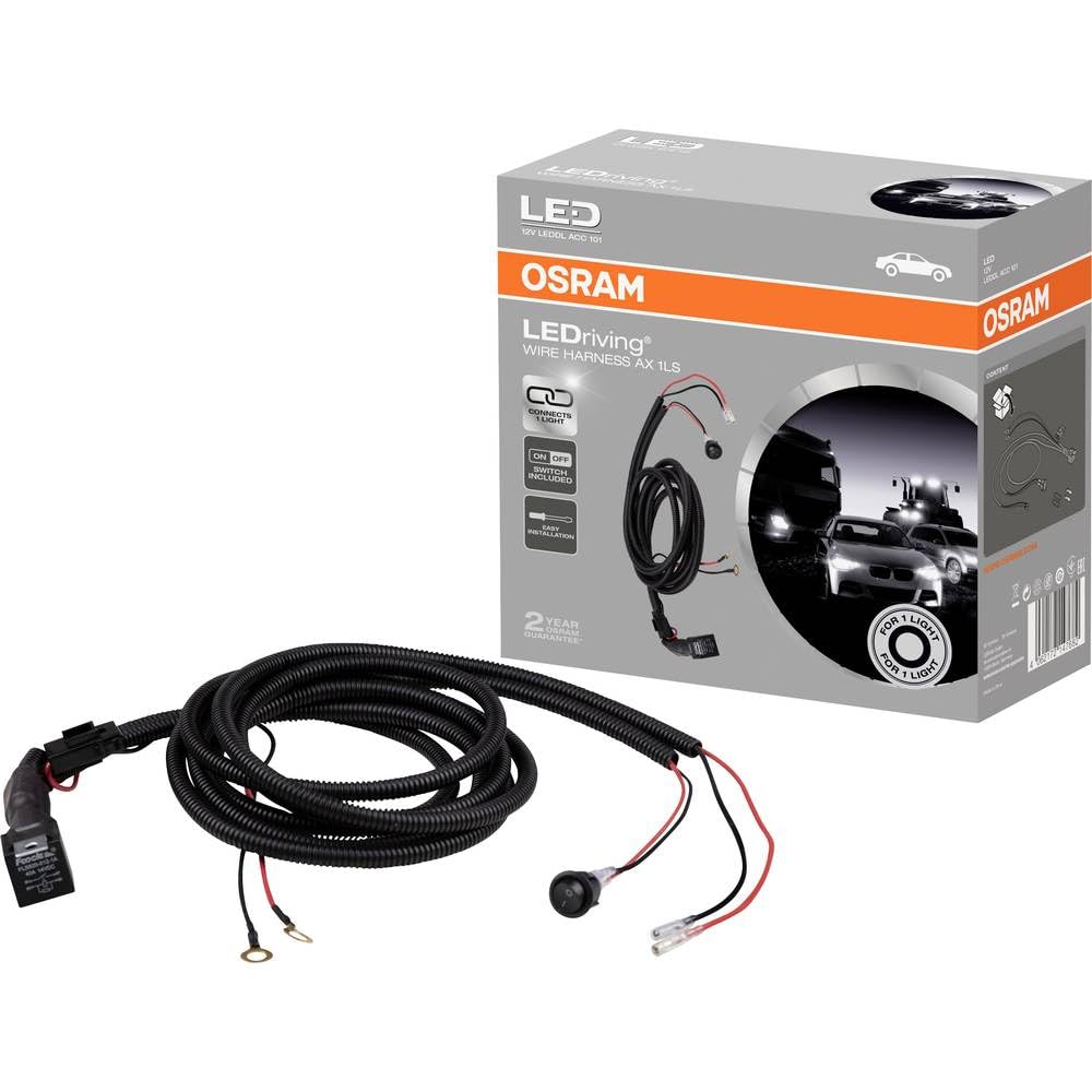 OSRAM LEDriving WIRE HARNESS AX 1LS, cablaggio per strisce luminose auto, kit cablaggio barra luminosa, set cavi per l'installazione di una sorgente luminosa, adattatore per fari auto