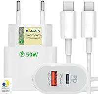 Carregador Turbo 50W + Cabo Tipo C, 2 Entradas USB e USBC, Carrega 2 Dispositivos, Turbo - Fonte e Cabo 50W, i.Phone 15, 16, 17, Galaxy, S.amsung, X.iaiomi, Android, Tecnologia Power Delivery