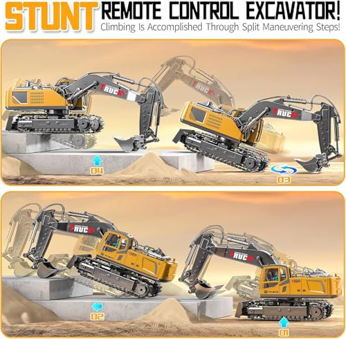 Image of Magicwand 1:24 Scale Die-Cast Multi-Channel Excavator Bulldozer Crane with Working Lights & Smoke【Pack of 1】
