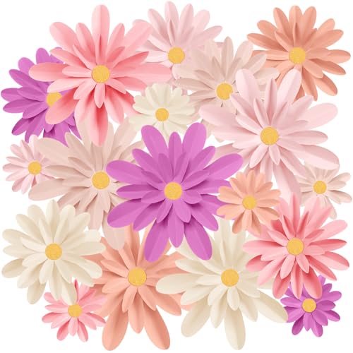 Image of MotiMind 18 Pcs Paper Flowers Bulletin Board Decorations DIY 3D Paper Floral for Wall Classroom Back to School Birthday Party Flower Backdrop Decoration Photo Backdrop(Pink Red Series,6 inch 8 inch 10 inch)
