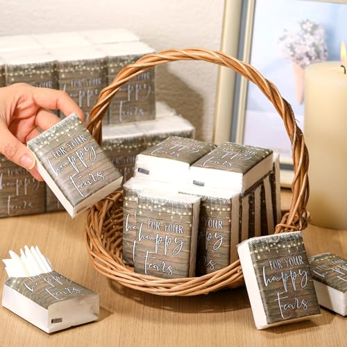 Engrowtic 100 Packs Wedding Facial Tissues Packs for Guests Mini Tissues Travel Size 4 Ply Happy Tears Favors Welcome to Our Wedding for Hotel Ceremony(Romantic) - Thumbnail 3