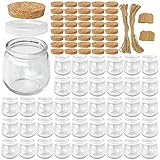 Syntic 40 Pcs 7 oz (225ML) Glass Jars, Yogurt Jars with PE Lids and Cork Lids, Clear Pudding Jars...