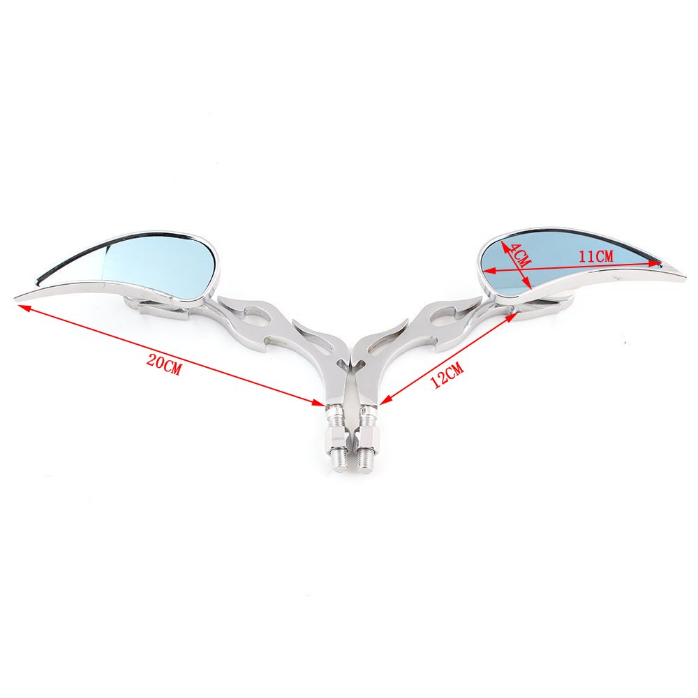 Specchietti laterali per moto con fiamma a goccia, 8-10 mm, per moto Cruiser