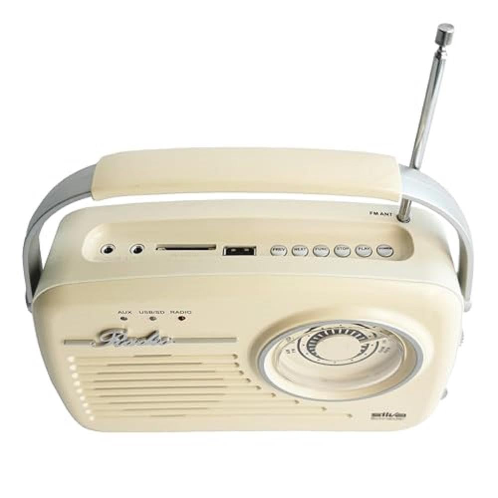 Silva-Schneider Mono 1965 Radio con asa, funciona con pilas o conectándola a la red, color beige