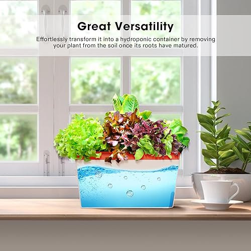 Image of VIVOSUN Self-Watering Planters, 12-Pack 10.5 Inch Compact Rectangular Window Herb Planter Box with 10 PCS Plant Labels, Plant Container for Basil, Flowers, Succulents, Indoor & Outdoor