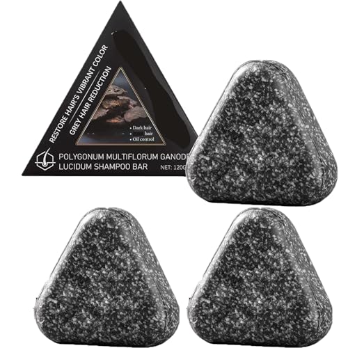 Polygonum Multiflorum - Jabón sólido para cabello adelgazante, jabón de Reishi Ganoderma negro, contiene Polygonum Multiflorum, Ganoderma negro, aceite de ricino, aceite de coco (3 unidades)
