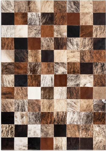 Koeienhuid Rug Patchwork Echte Koe Rug Echt Leer Aangepaste Gebied Rug Echt Natuurlijk Patroon West Zuid Uniek Boho Huis Decor Koe Huid Tapijt Tapijten,8x6 Feet