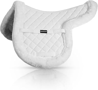 Equinavia Eidsvoll White English Saddle Pad, Ultra Fleece Trim Design | Jumping English Half Pad Fleece, Shaped Comfortable Cushioning, Durable Dressage, Shock Absorption for Daily Training, Show