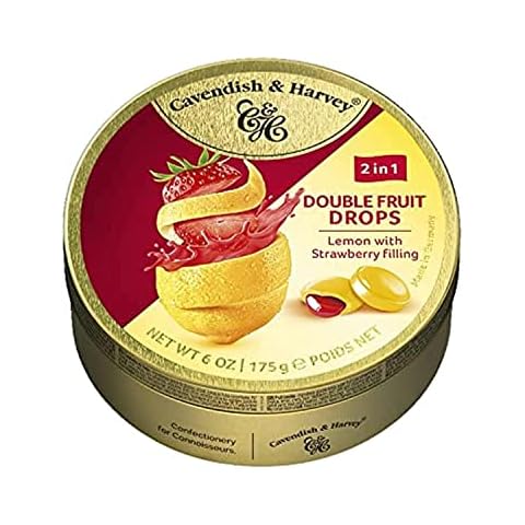 Cavendish & Harvey Double Fruit Drops Lemon with Strawberry Filling: Zitronen-Bonbons mit flüssiger Erdbeerfüllung (1 x 175g) Cover