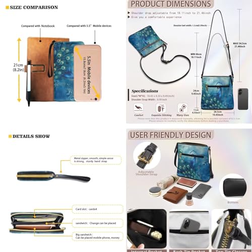 Lotusorchid Leather Handbag with Wallet Pouch Set for Women 2Pcs Crossbody Bag with Matching Wallet with Zipper Closure2