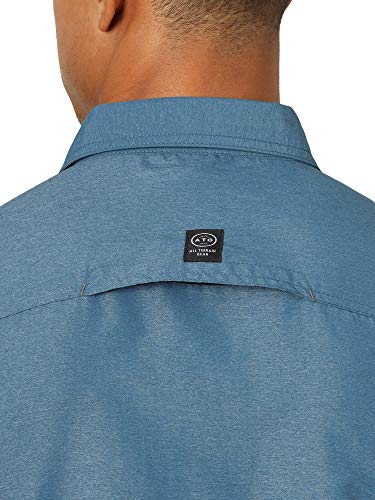 ATG by Wrangler Men's Long Sleeve Mixed Material Shirt, Dark Denim, Medium