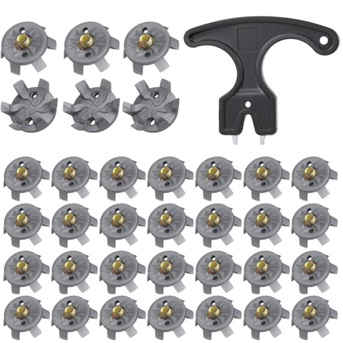 34 Pcs Golf Cleats Replacement Set with Spanner Tool, Black Spikes and Silvery Grey
