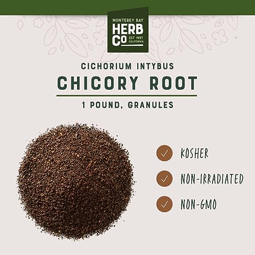Monterey Bay Herb Co. Chicory Root Roasted | Ragged Sailors, Blue Dandelion, Horseweed | Add to Tea Blends, Used as Coffee Substitute | 1 LB