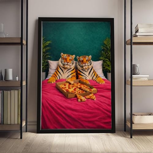 Poster tigre imprimé pizza 40,6 x 61 cm - Décoration de bureau - 4