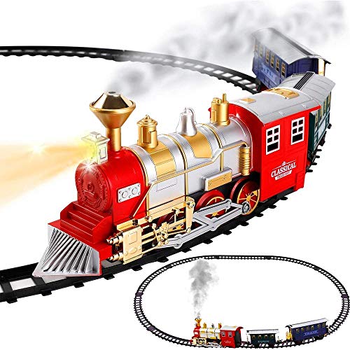 BAKAJI Pista Trenino Giocattolo Bambini Treno Locomotiva con Canna Fumaria